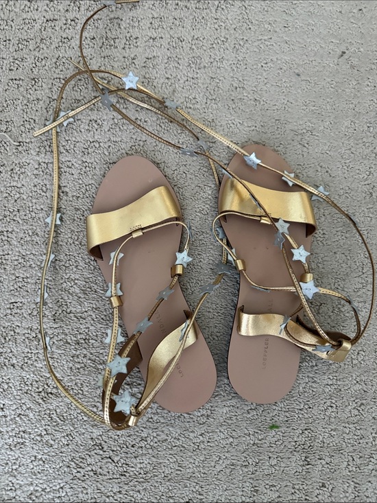 Loeffler Randall Shoes - Loeffler Randall Starla Gold and silver Lace-Up Flat Sandals size 8